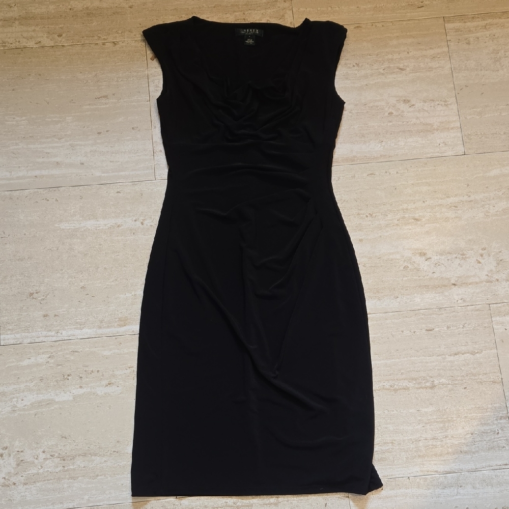 Lauren Ralph Lauren Elegant Black Silky Midi Dress